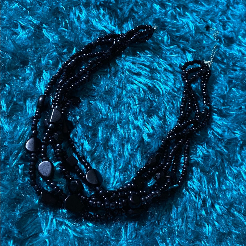 Black Five-Strand Beaded Necklace - Picture 8 of 16